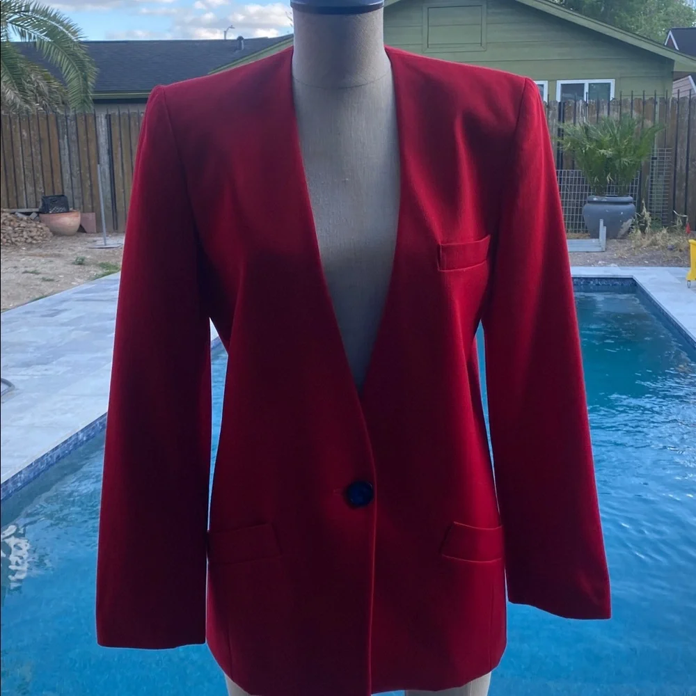Dior Women's Vibrant Red Single-Button Blazer